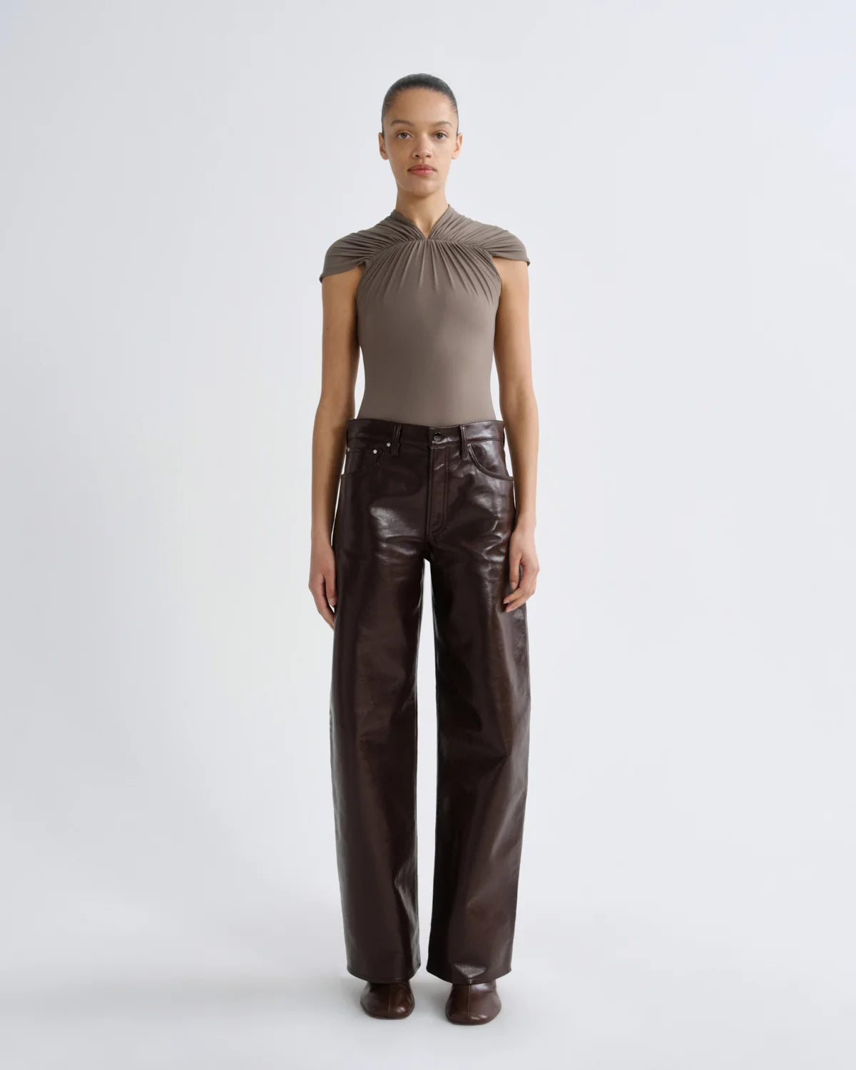 AGOLDE Arc Jean Loose Wide 32" (Recycled Leather) in Madera