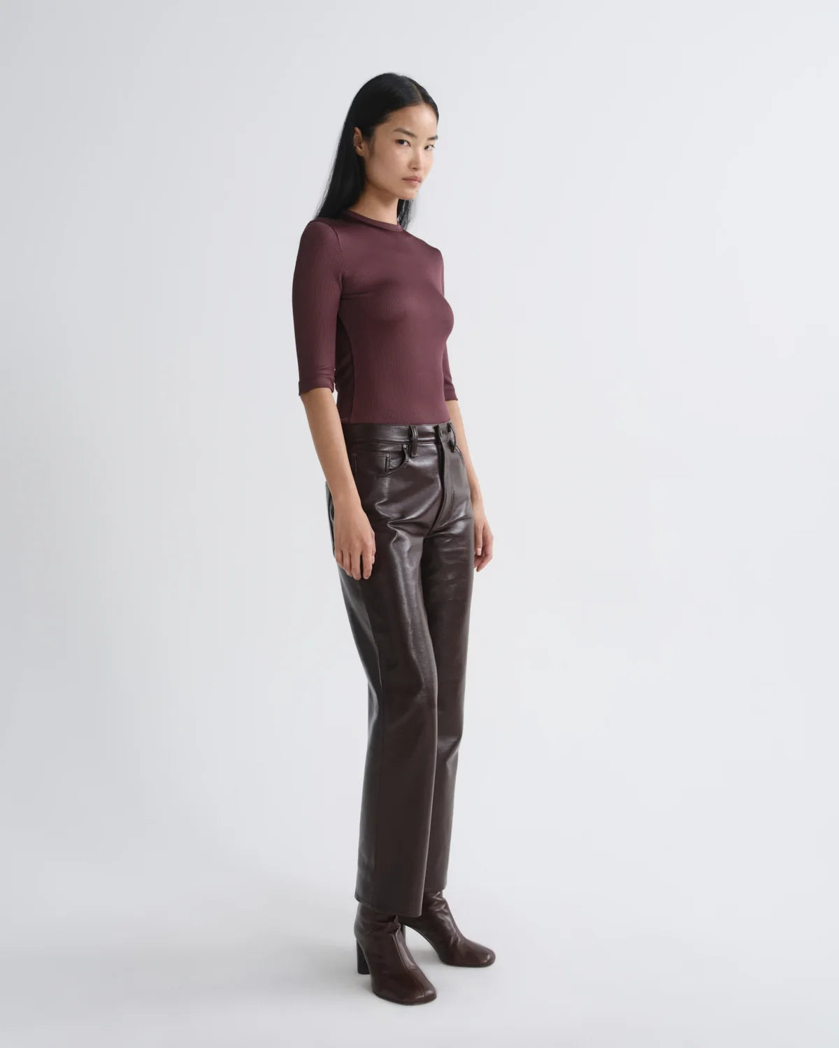 AGOLDE Lana High Rise Vintage Straight Jean (Recycled Leather) in Madera