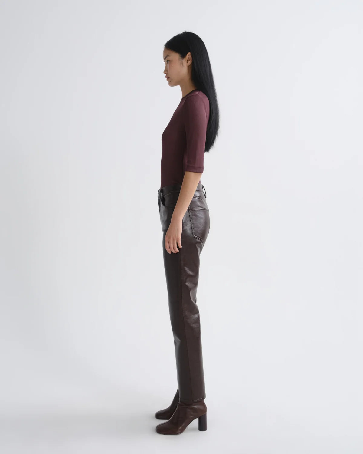 AGOLDE Lana High Rise Vintage Straight Jean (Recycled Leather) in Madera