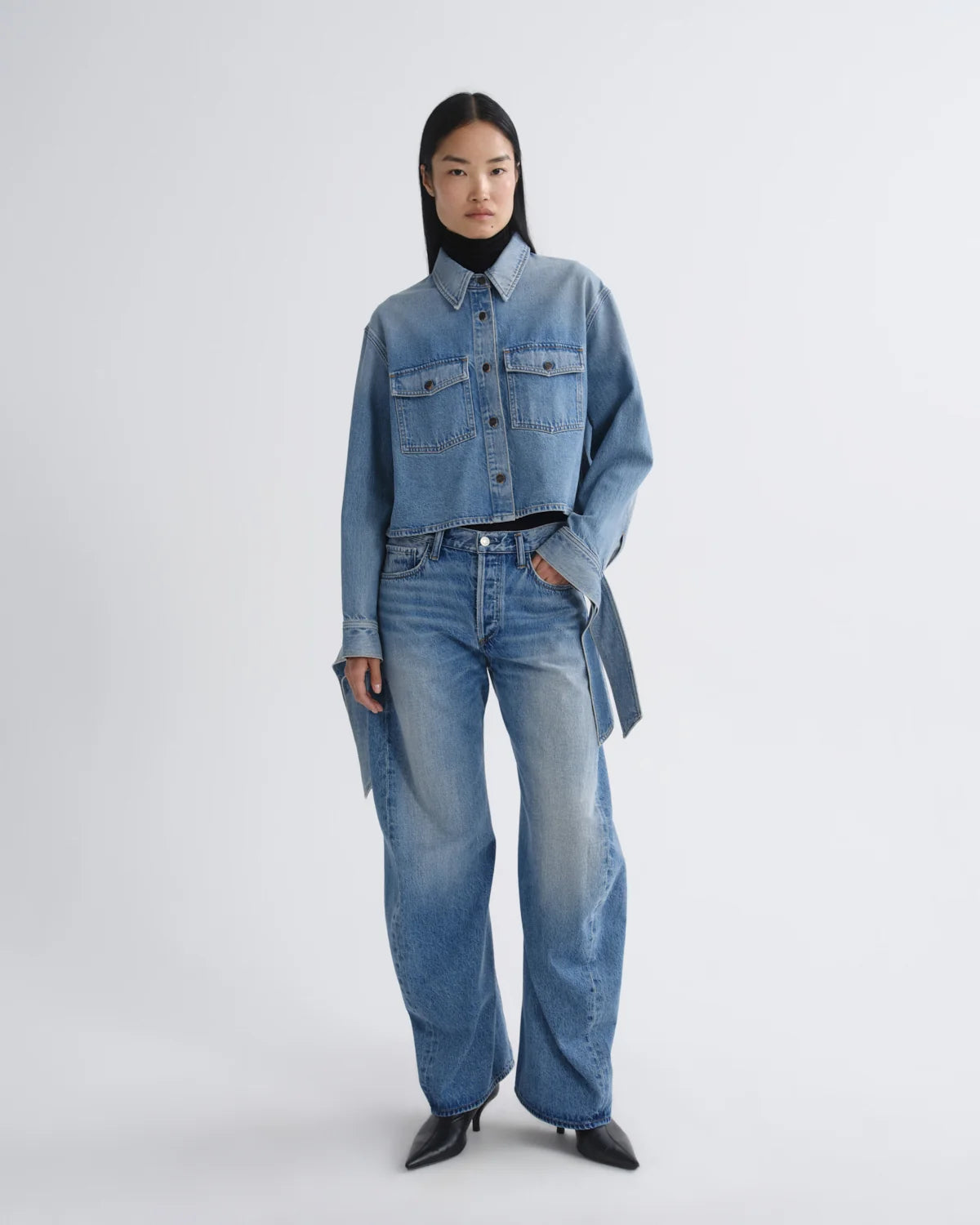 AGOLDE Hewitt Strap Sleeve Shirt (Weightless) in Index