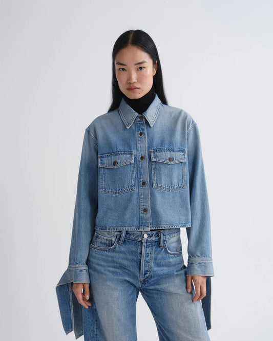 AGOLDE Hewitt Strap Sleeve Shirt (Weightless) in Index