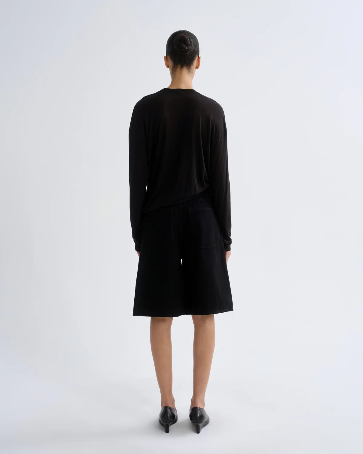 AGOLDE Sasha long sleeve boyfriend tee in black, back view