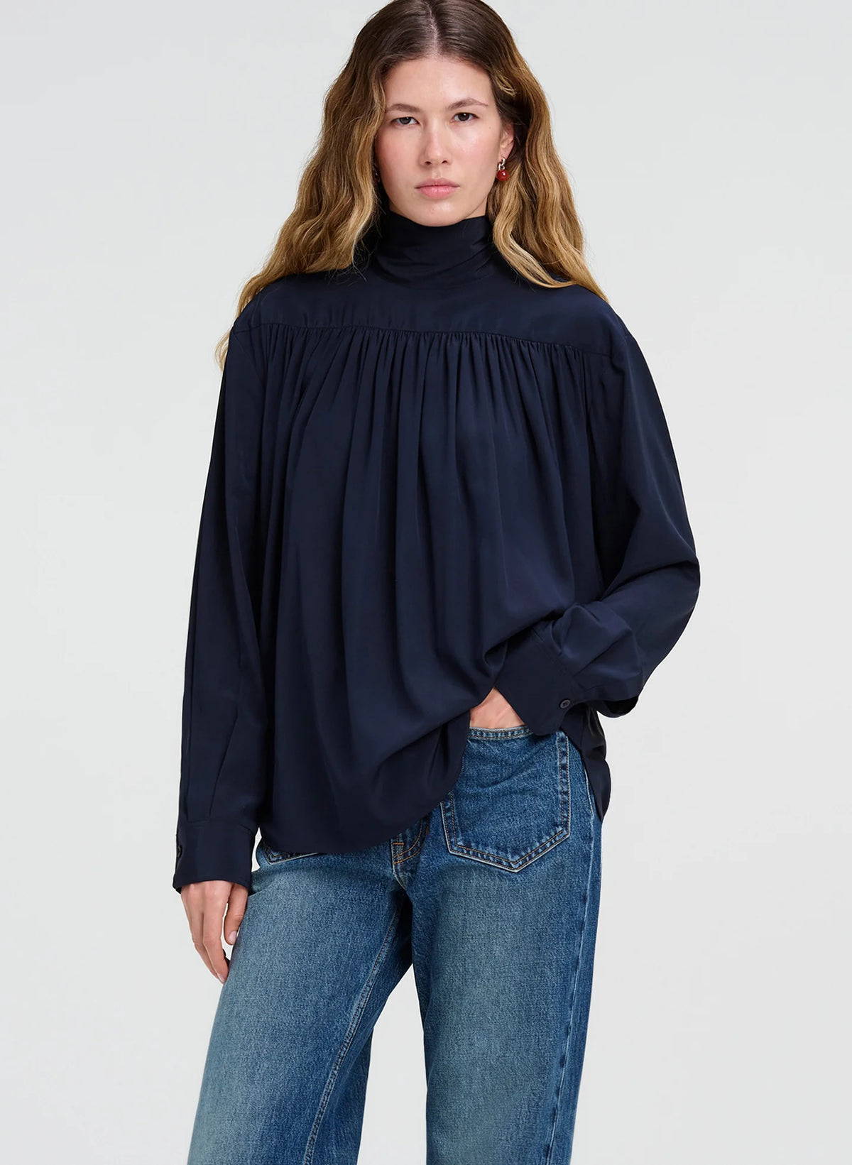 A.L.C. Danielle Silk Top in Evening Blue