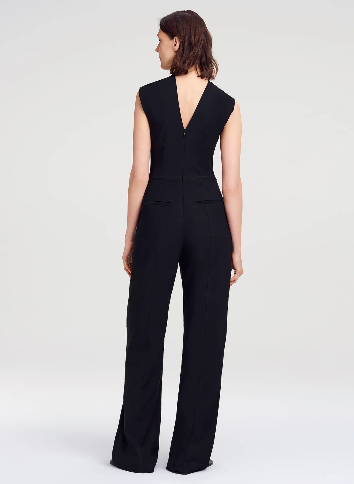 A.L.C. Elouise Stretch Linen Jumpsuit in Black