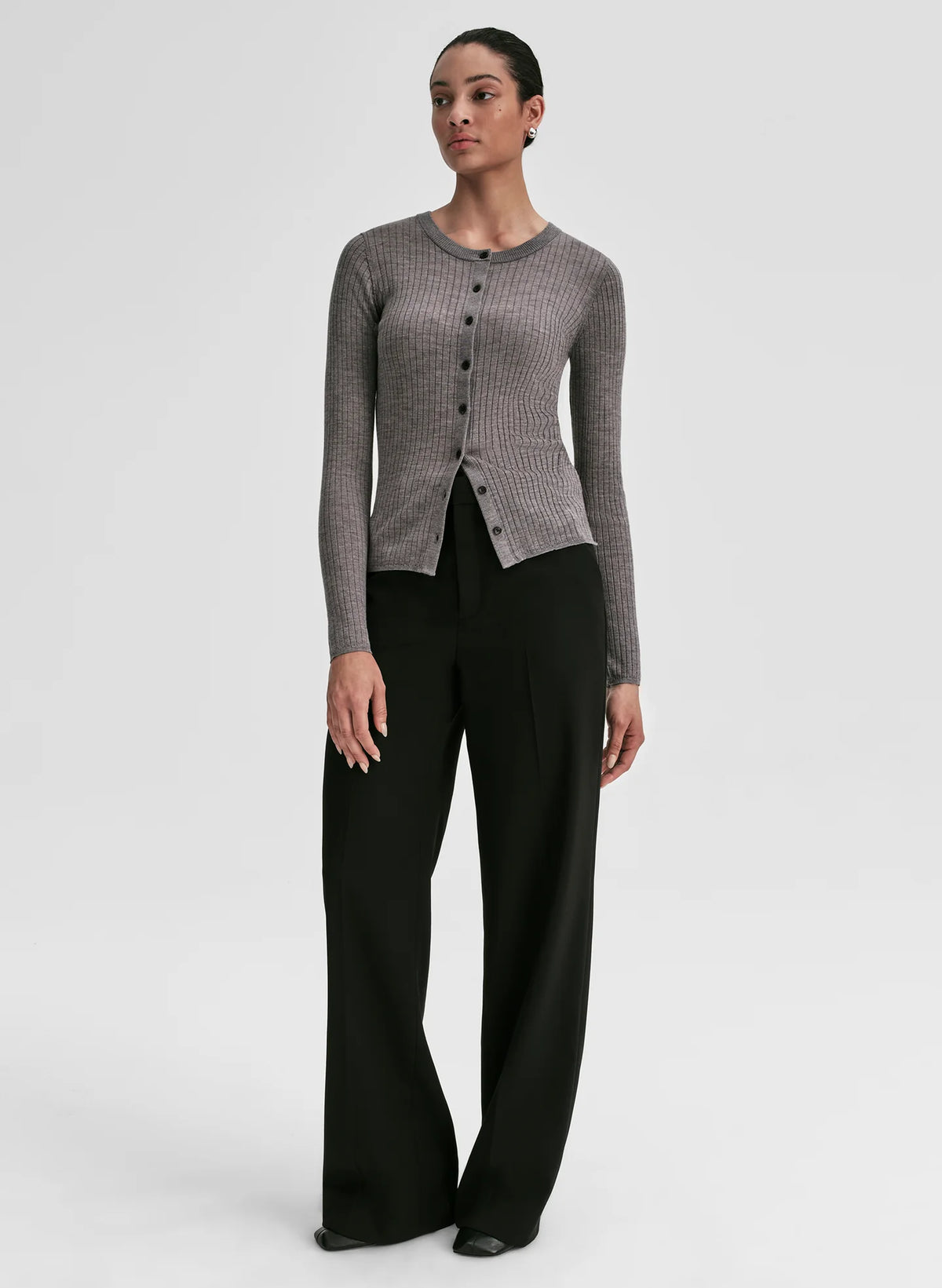A.L.C. Fisher Fine Merino Cardigan in Medium Heather Grey