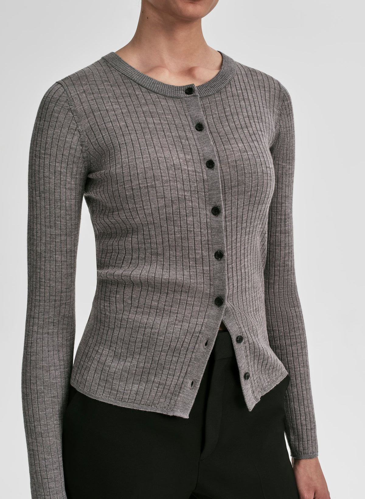A.L.C. Fisher Fine Merino Cardigan in Medium Heather Grey