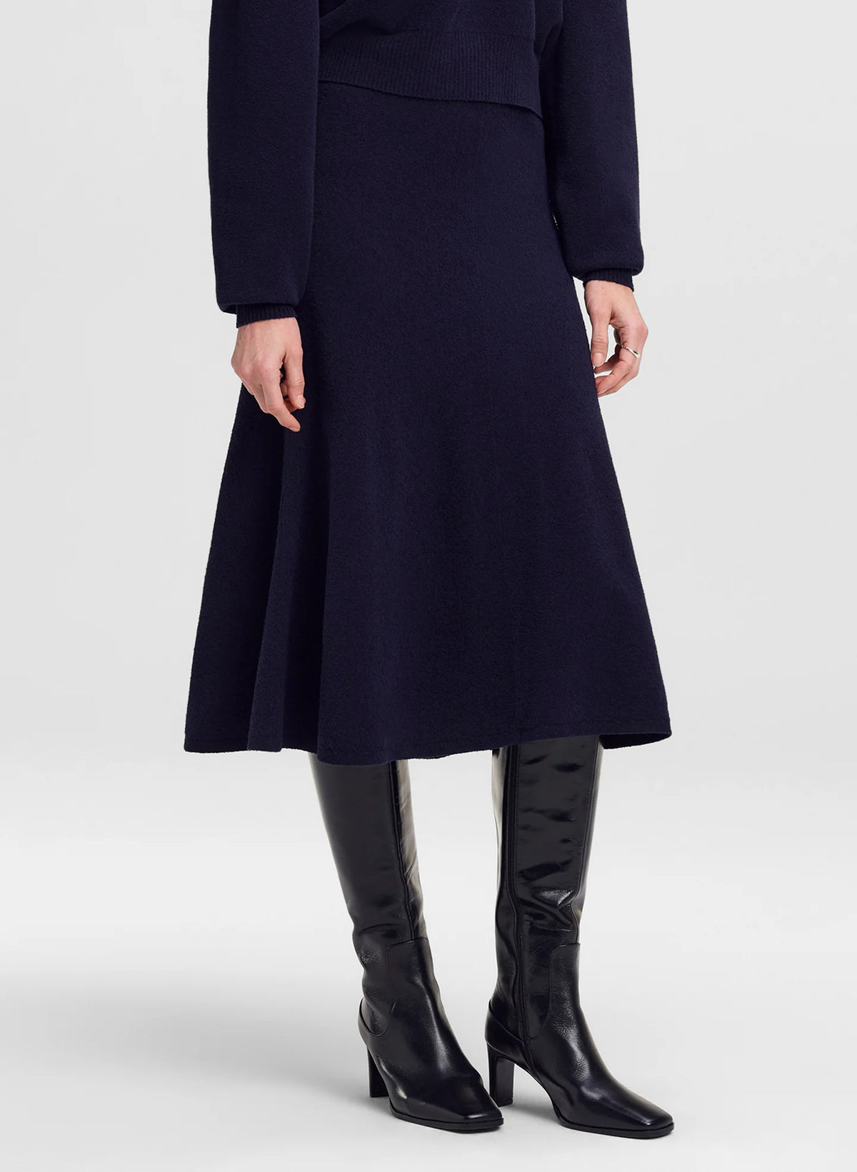 A.L.C. Flo Boucle Midi Skirt in Navy