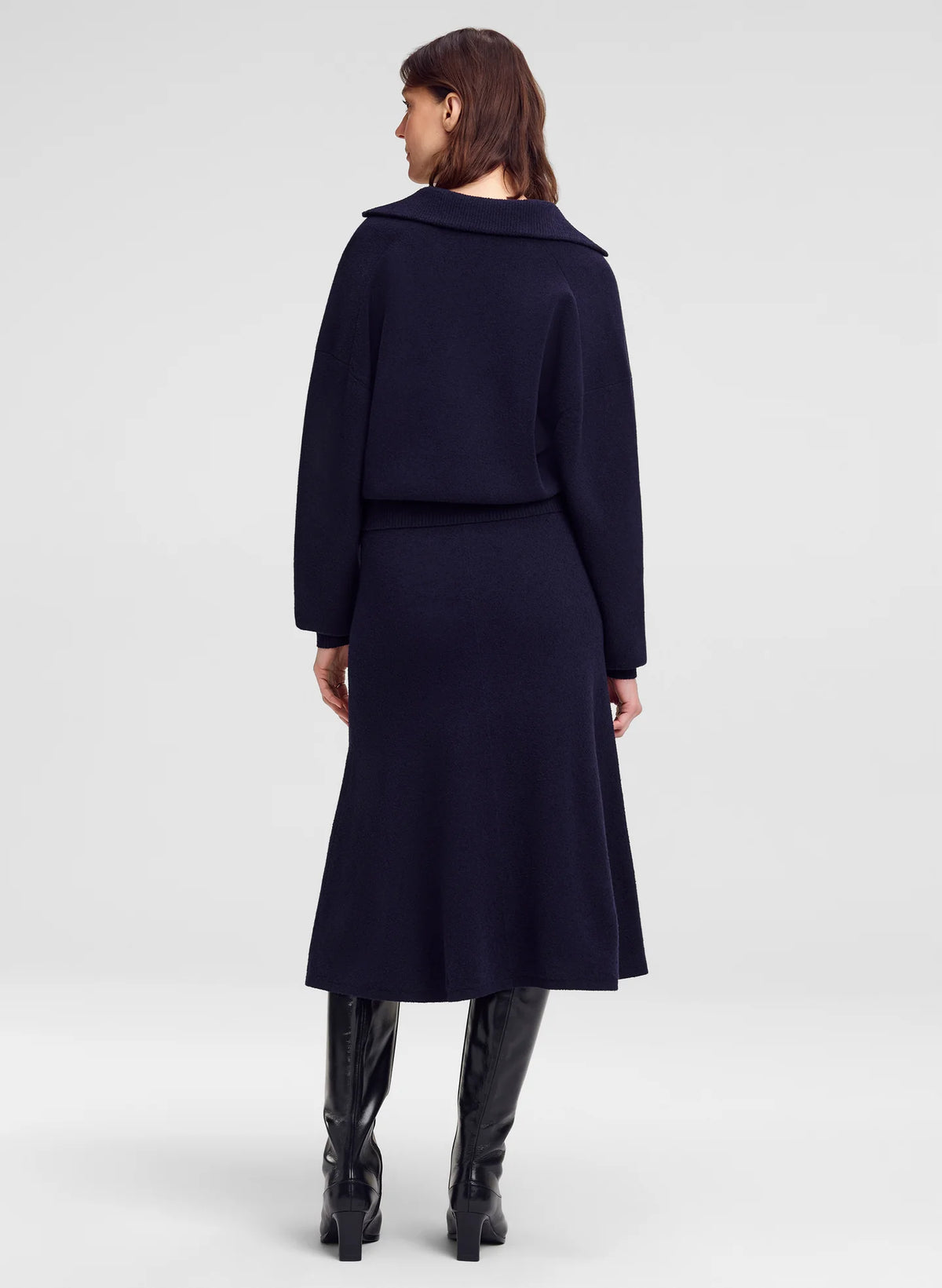 A.L.C. Flo Boucle Midi Skirt in Navy