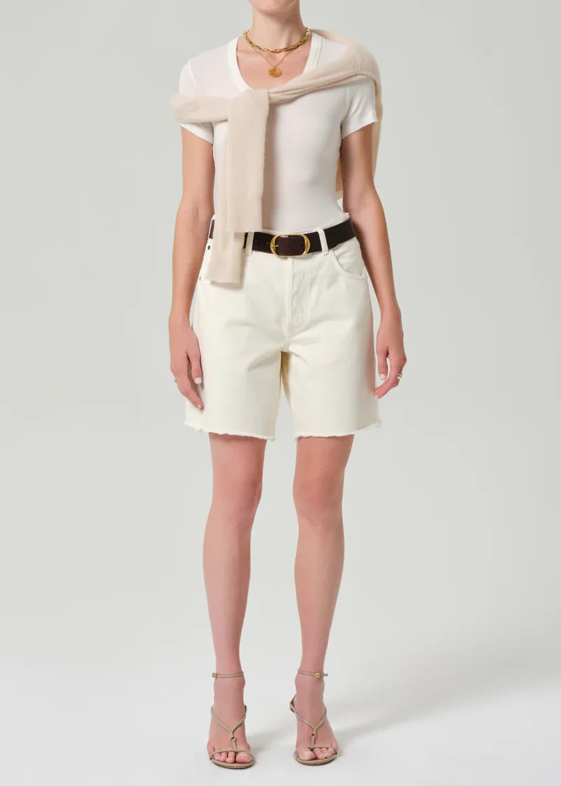 Citizens of Humanity Ayla Short in Plaster, front full-length view on model