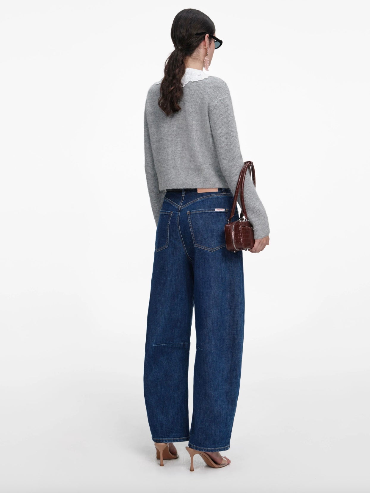 Self Portrait Grey Lace Collard Cardigan