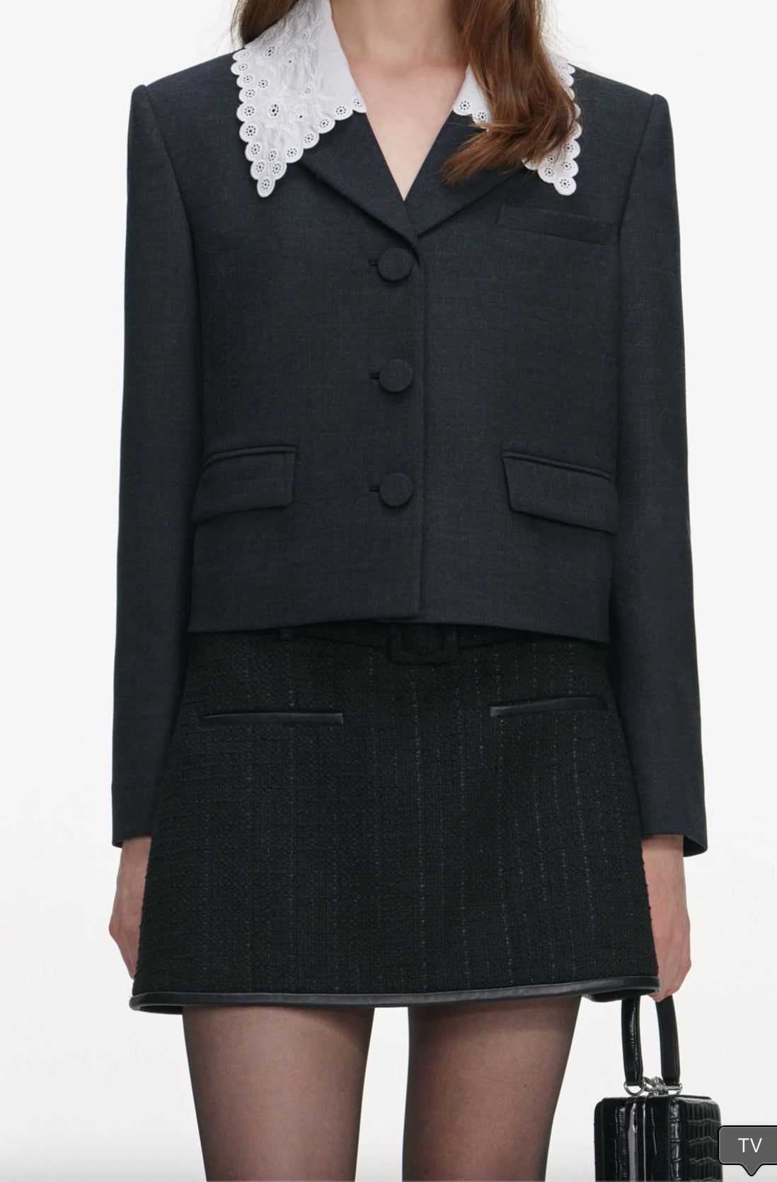 Self Portrait Grey Wool Collared Jacket
