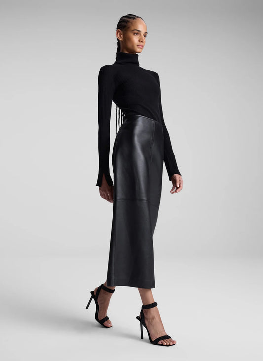 “Model wearing A.L.C. Marta Skirt — fluid pleated midi silhouette
