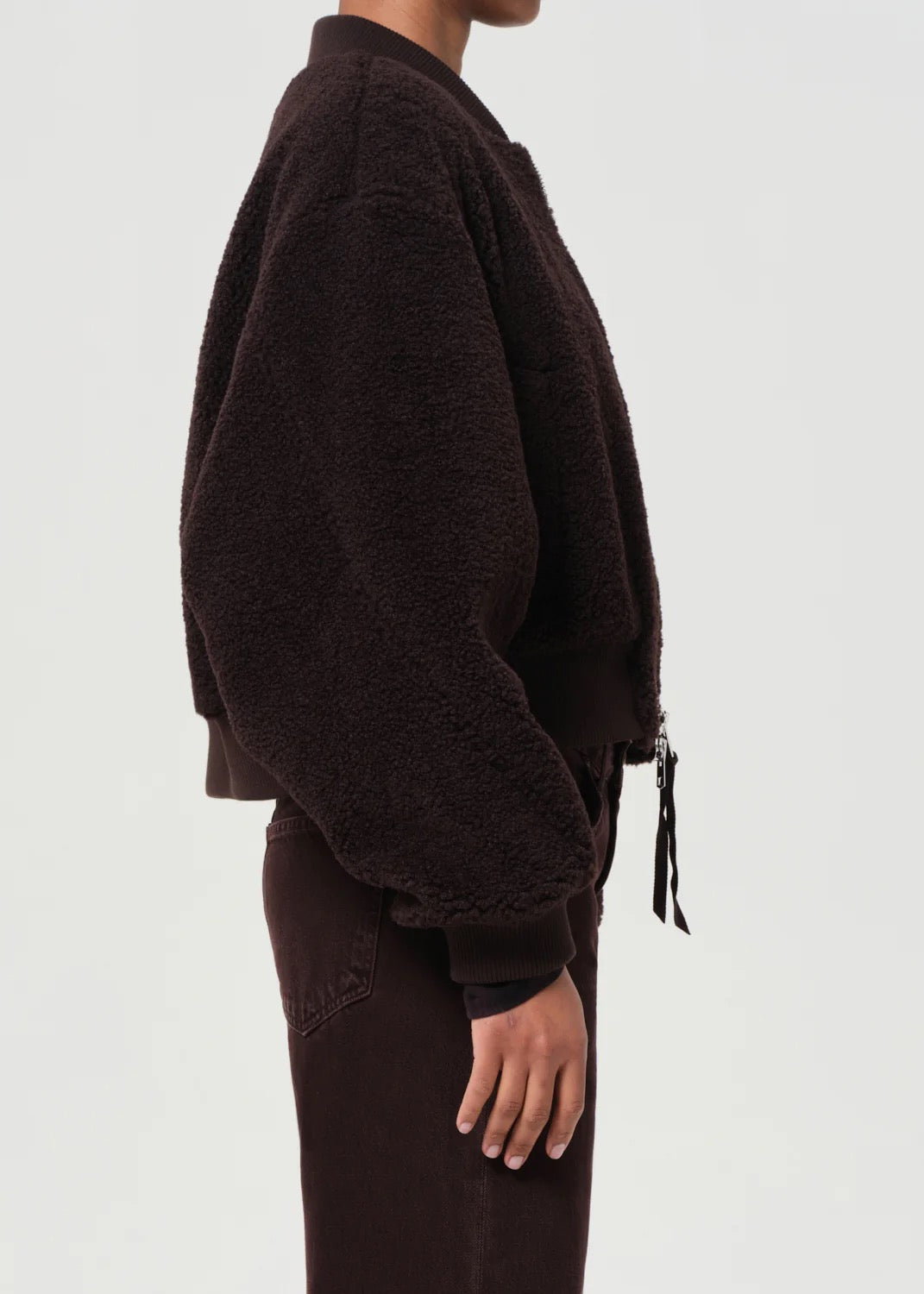 Side view of AGOLDE Iona Skye Jacket — chocolate denim