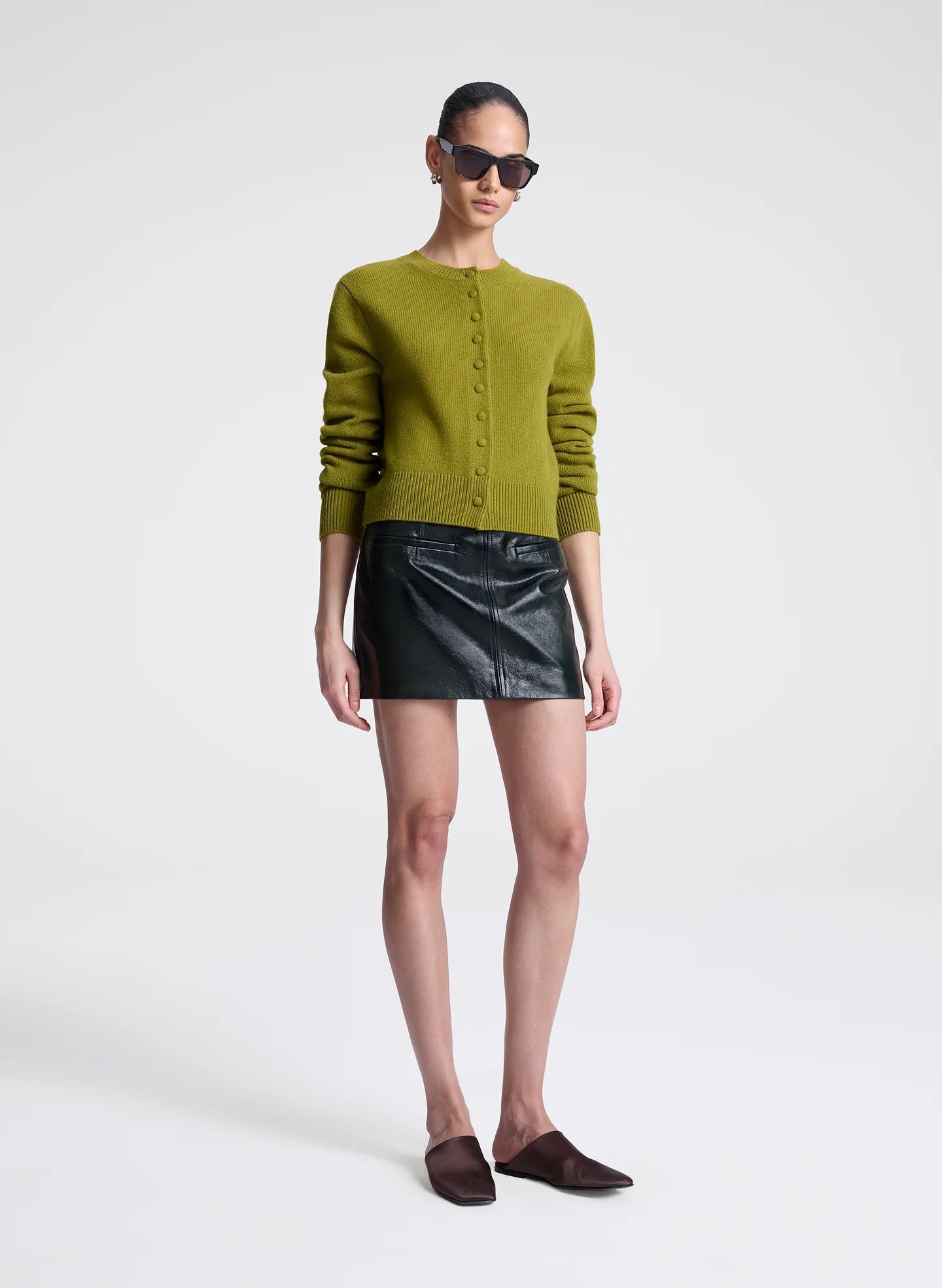 ALC Cowan Glossy Mini Skirt In Black