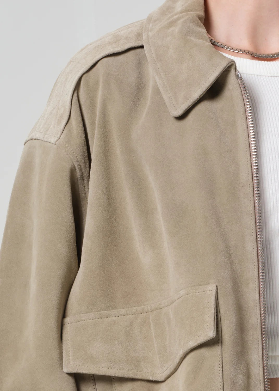 Citizens Of Humanity Vivienne Suede Jacket In Deep Olive