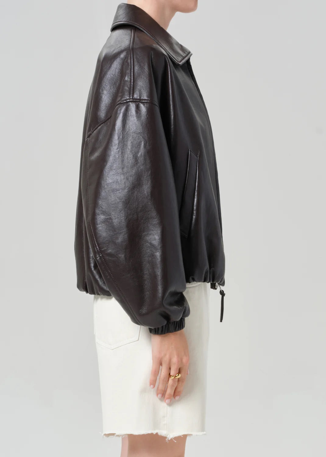 Citizens Of Humanity Bubble Hem Bomber Jacket in Chocolate