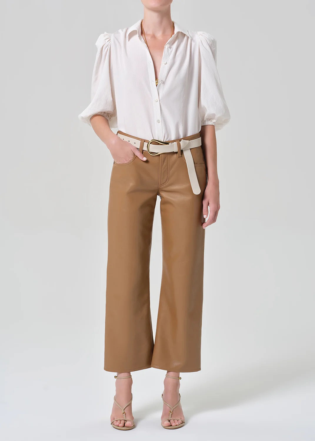 Citizens Of Humanity Anya Puff Sleeve Shirt in Micro Stripe