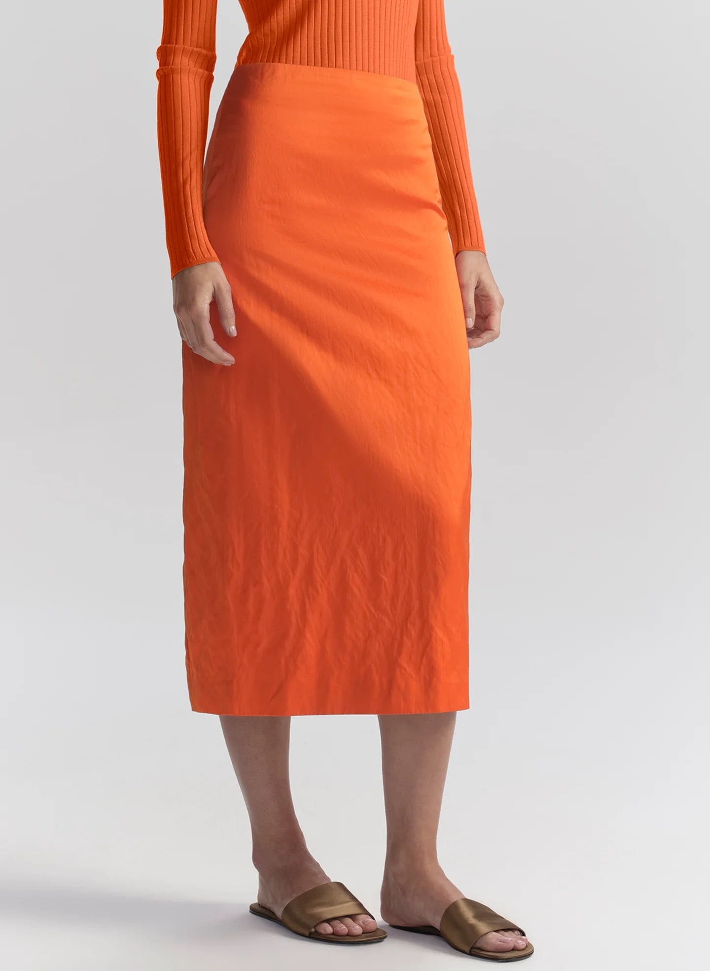 luxury women’s satin midi skirt Canada RTND