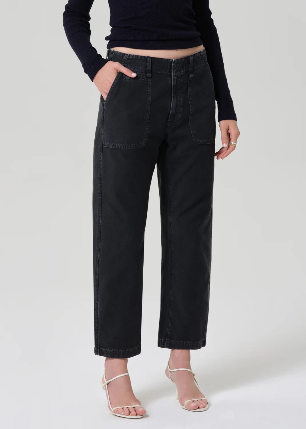 Citizens Of Humanity Low Rise Winslow Utility In Washed Black