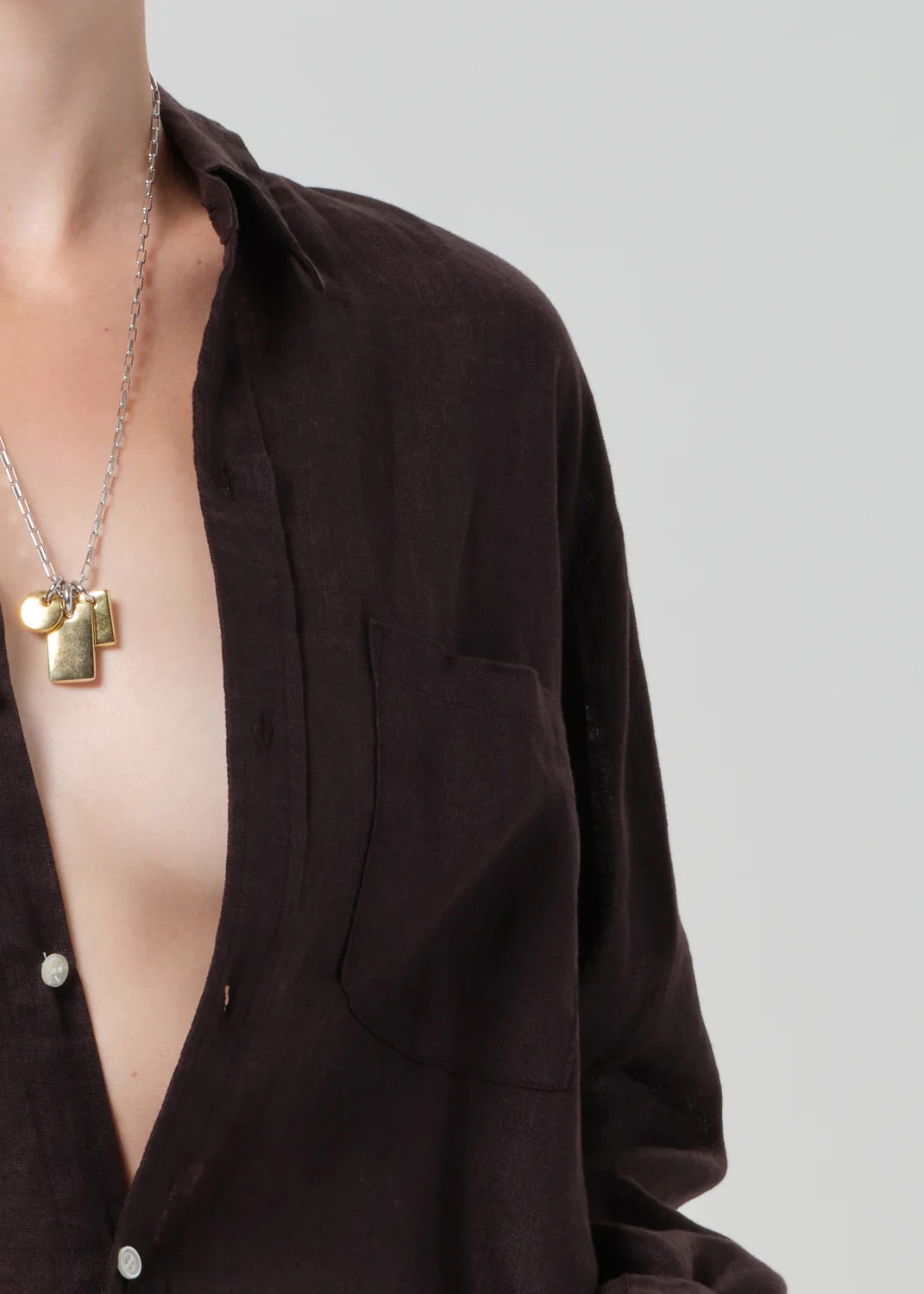 Citizens Of Humanity Kayla Shrunken Shirt In Chocolate