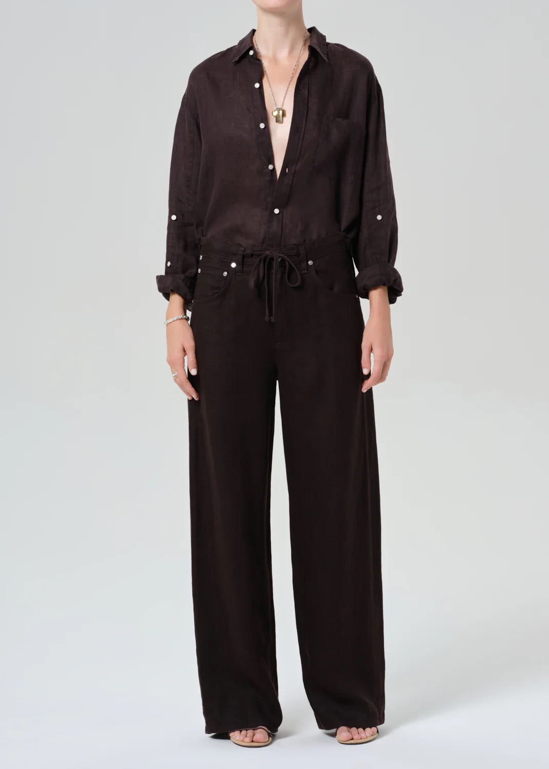 Citizens Of Humanity Kayla Shrunken Shirt In Chocolate