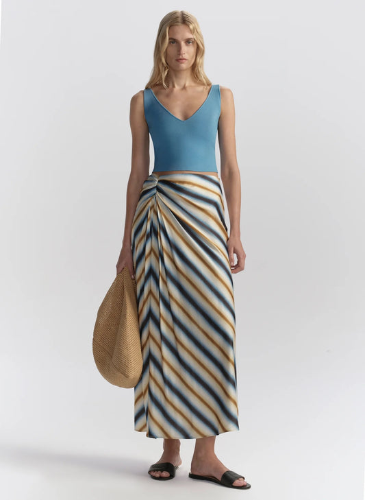 ALC Jean Striped Midi Skirt