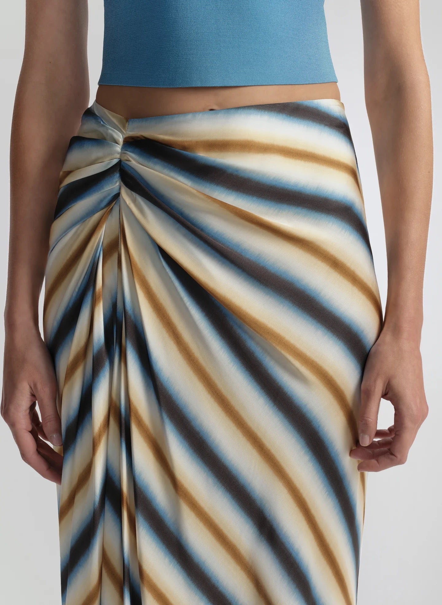 ALC Jean Striped Midi Skirt