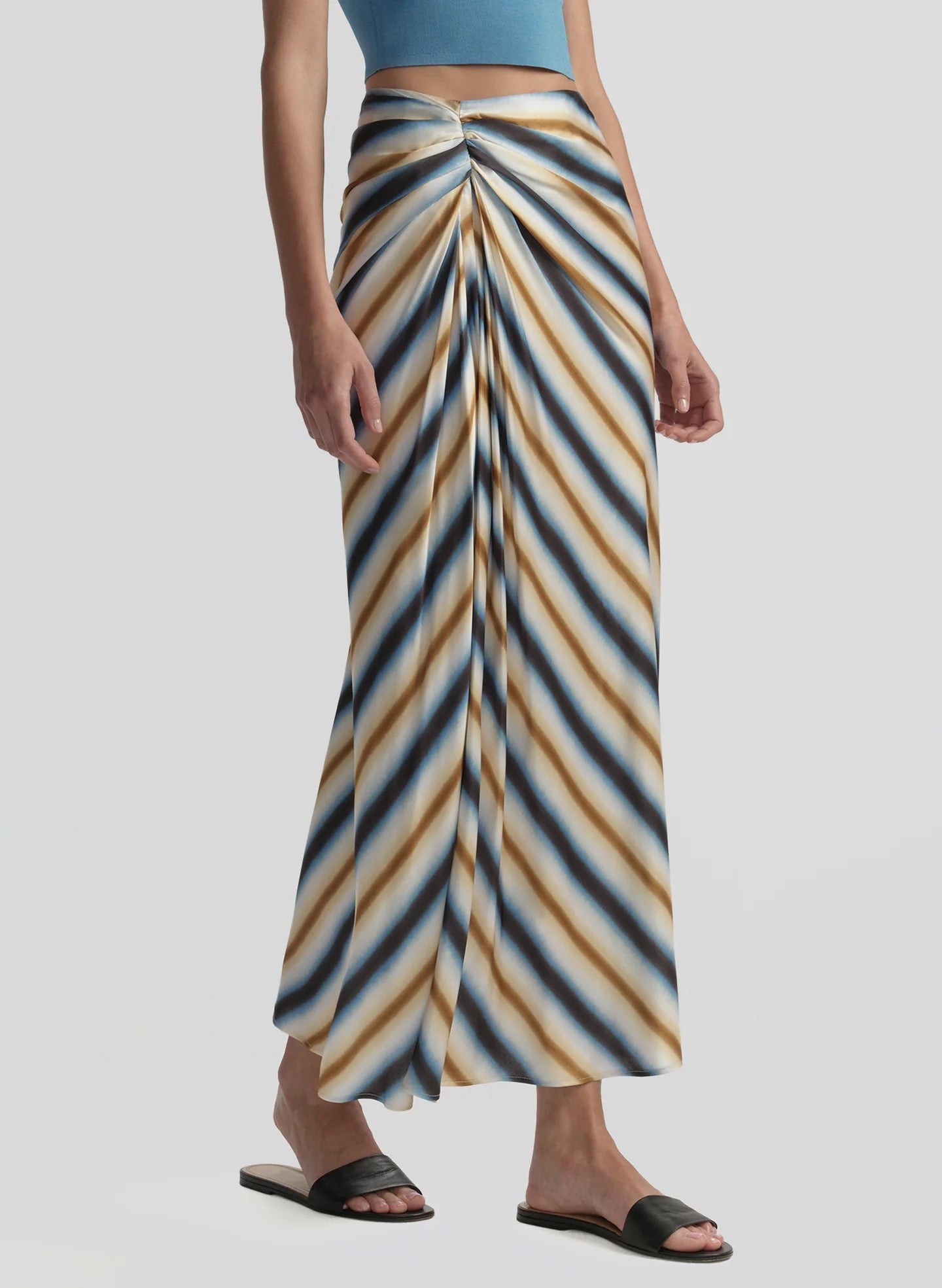 ALC Jean Striped Midi Skirt