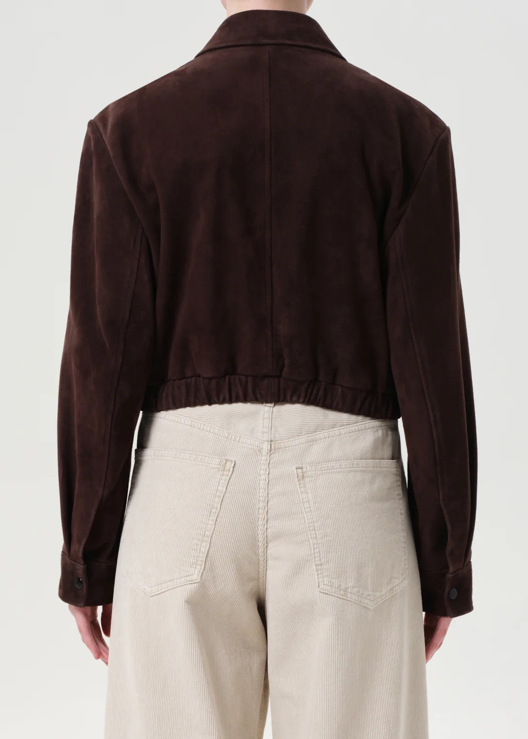 Agolde Nahla Cropped Suede Jacket In Root