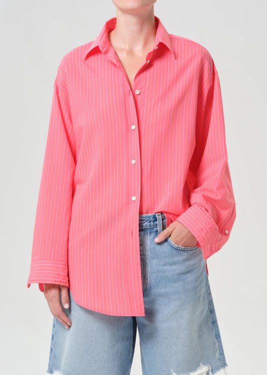 Agolde Sona Shirt In Fontana Stripe Candy