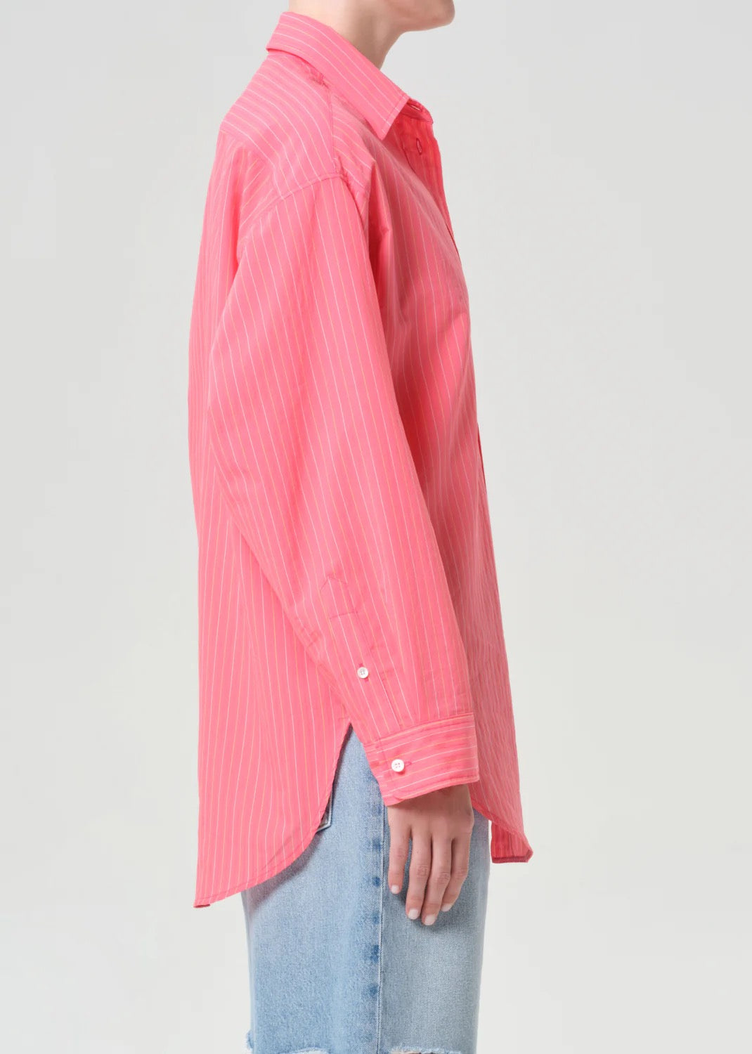 Agolde Sona Shirt In Fontana Stripe Candy