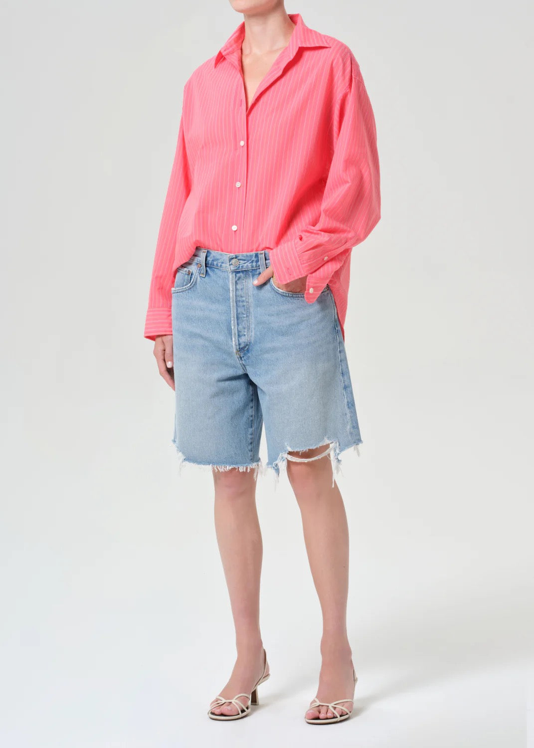 Agolde Sona Shirt In Fontana Stripe Candy