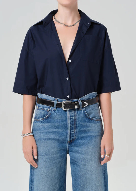 Citizens Of Humanity Frances Cropped Cape Button Up In Navy