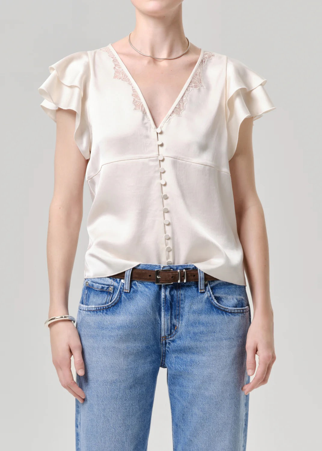 Citizens Of Humanity Lola Flutter Lace Sleeve Top