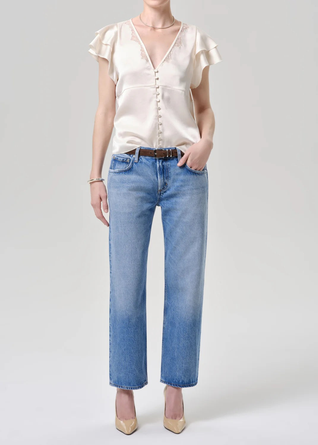 Citizens Of Humanity Lola Flutter Lace Sleeve Top