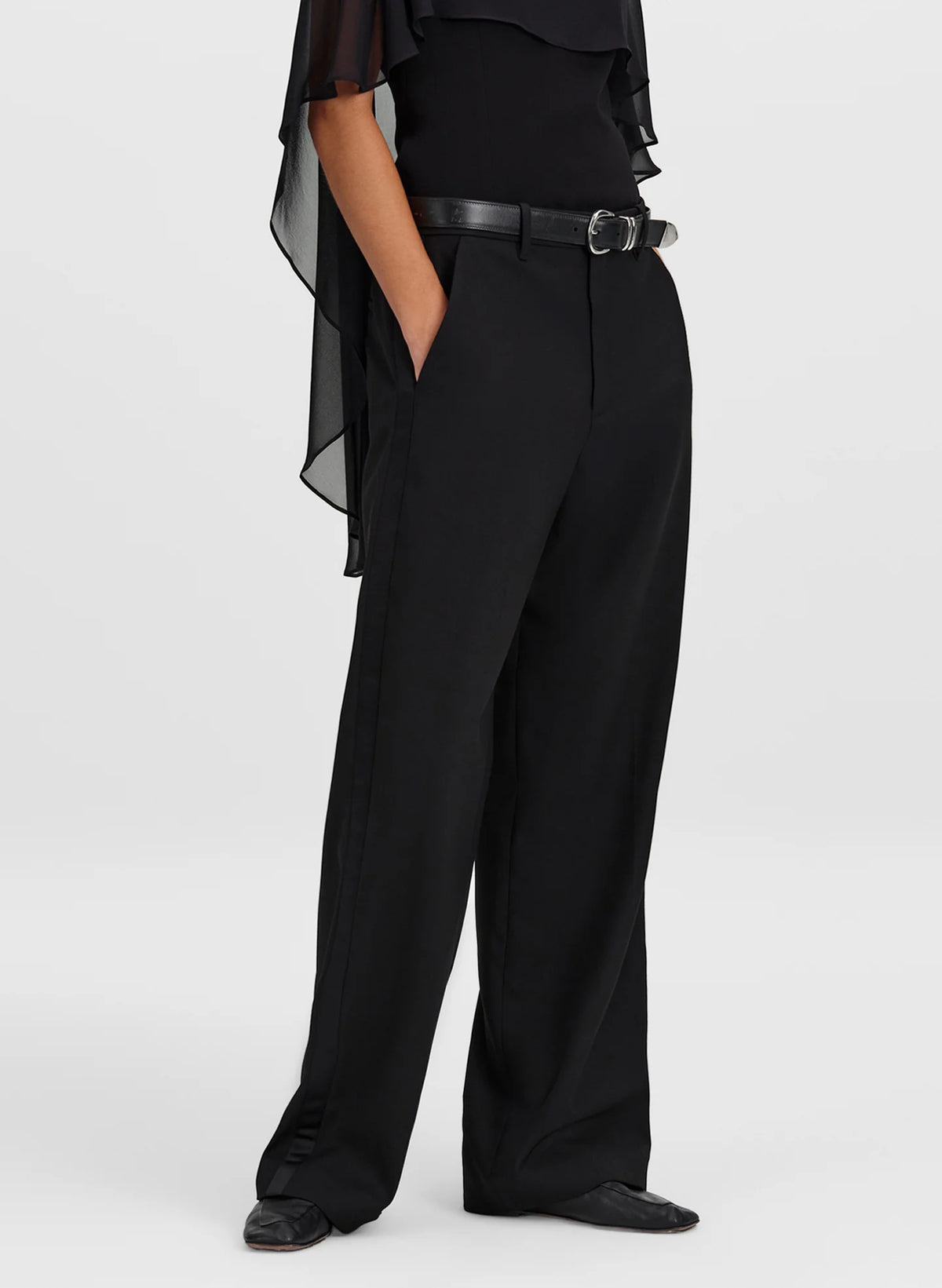 A.L.C. Jack Tailored Tuxedo Pant in Black