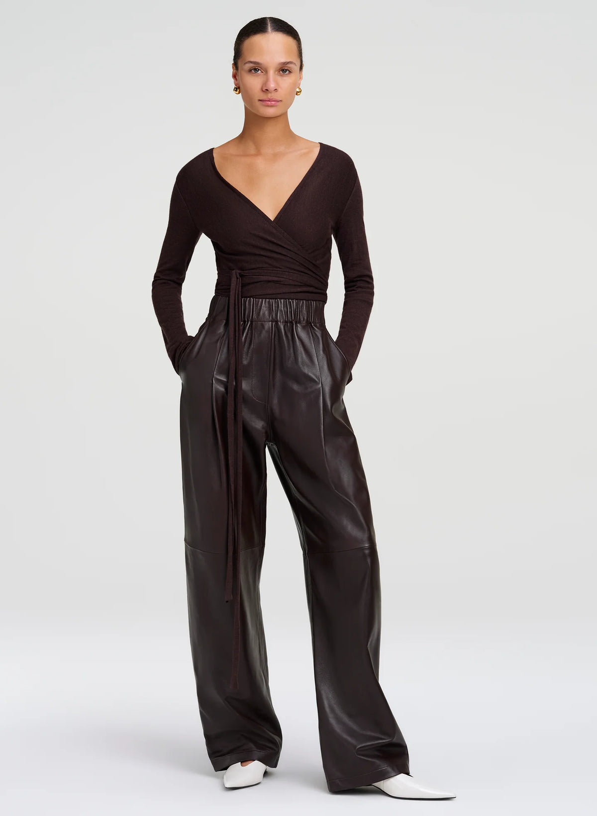 A.L.C. Palmer Leather Pant in Deepest Brown