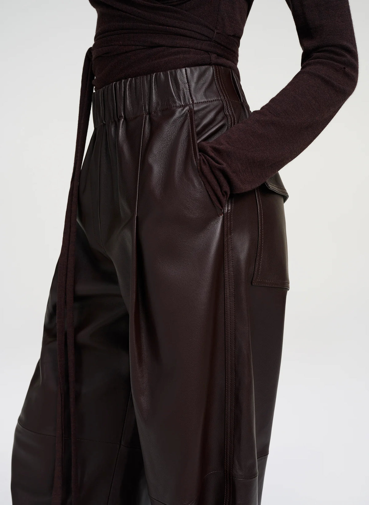 A.L.C. Palmer Leather Pant in Deepest Brown