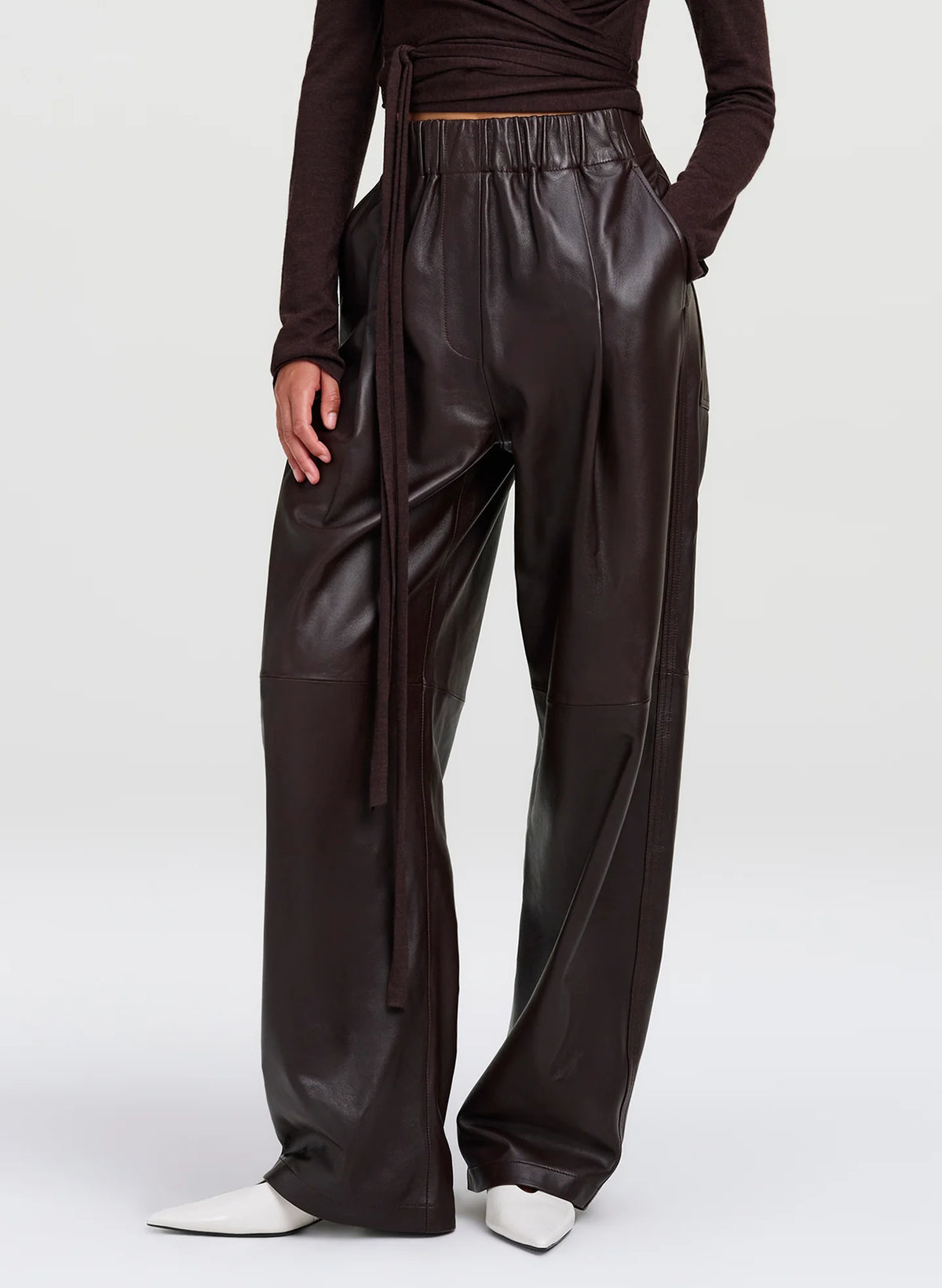 A.L.C. Palmer Leather Pant in Deepest Brown