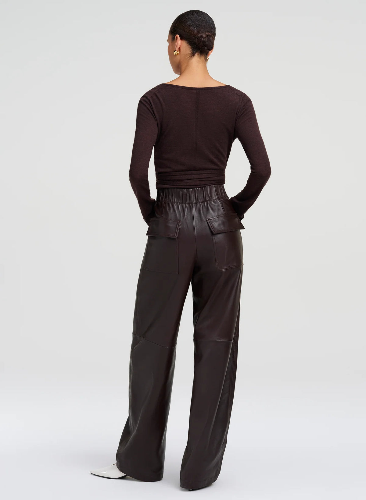 A.L.C. Palmer Leather Pant in Deepest Brown