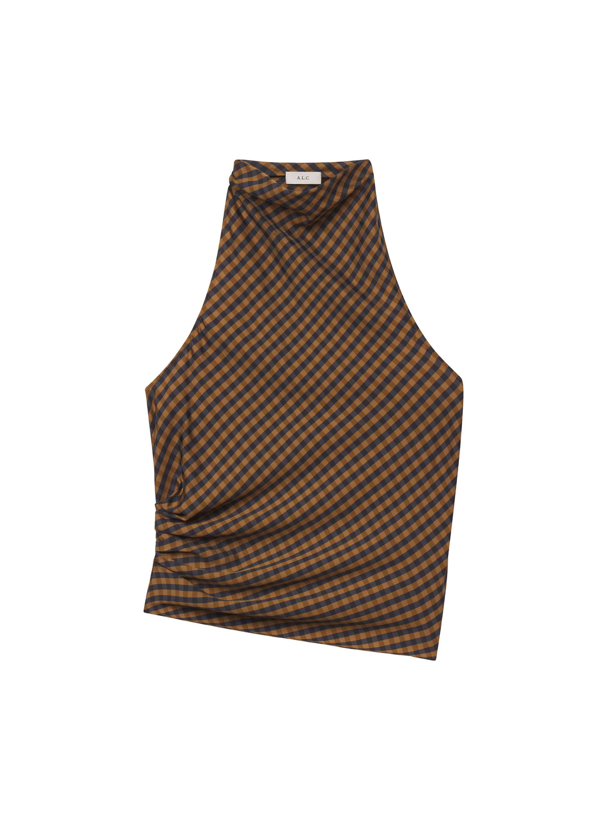 A.L.C. Penelope Check Top in Pecan / Navy