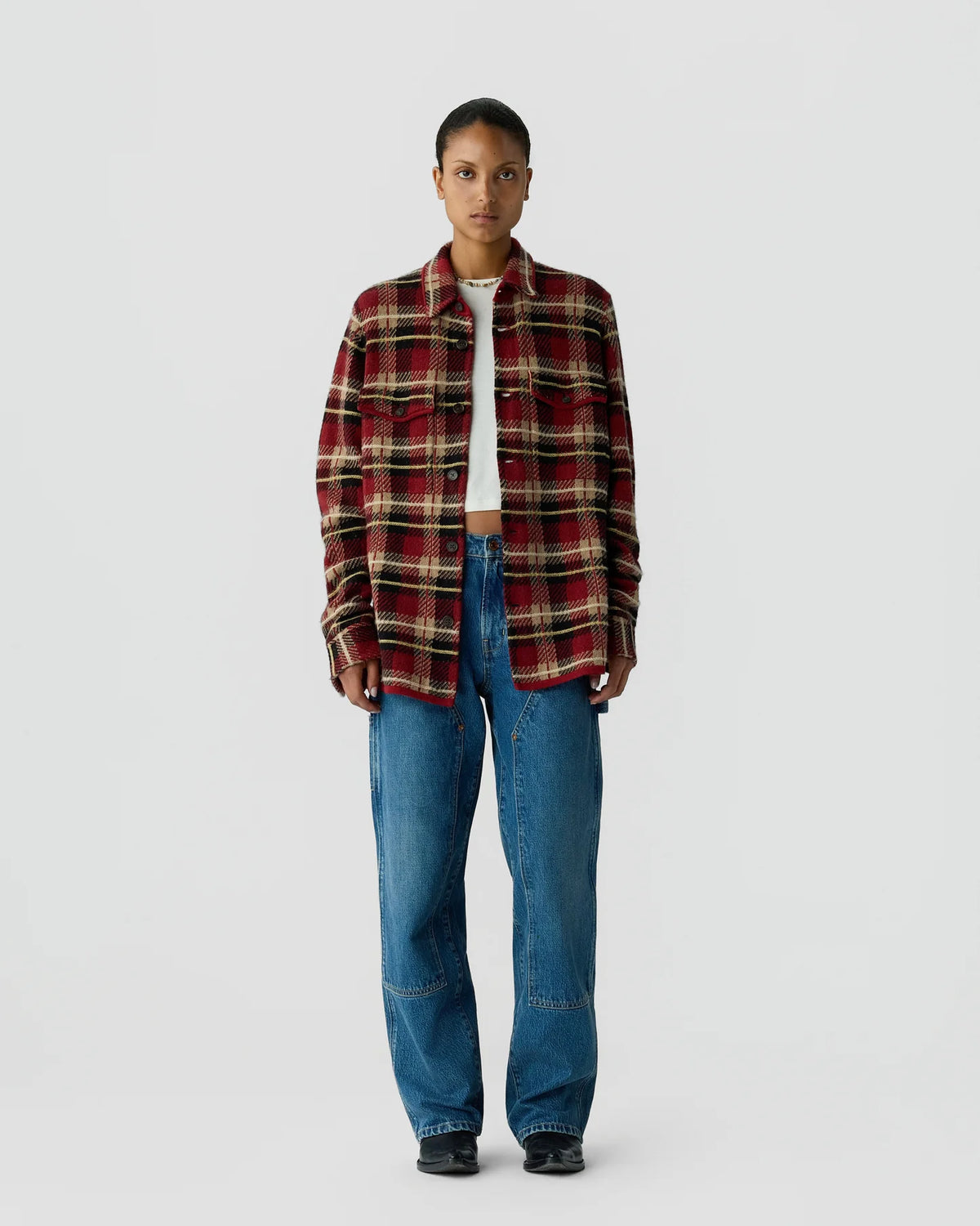 Guest in Residence Plaid Work Shirt in Carmine Combo