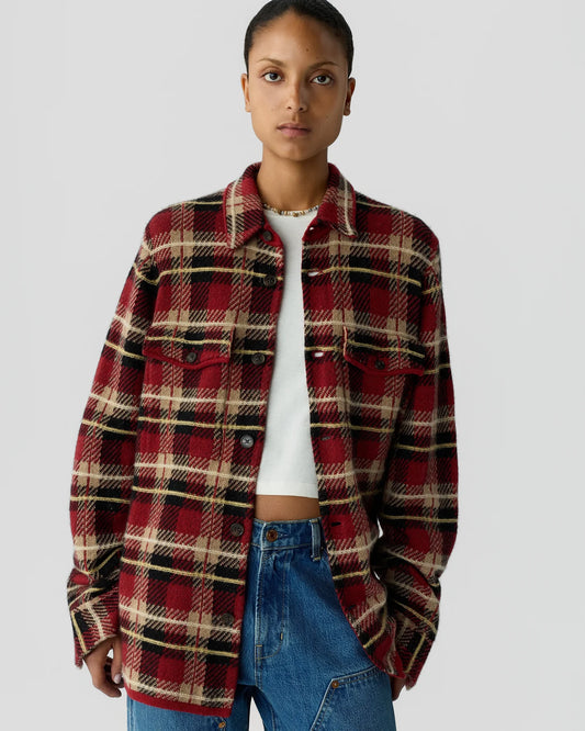 Guest in Residence Plaid Work Shirt in Carmine Combo