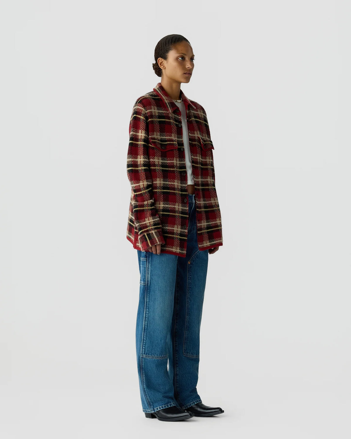 Guest in Residence Plaid Work Shirt in Carmine Combo