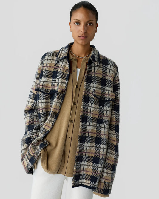 Guest in Residence Plaid Work Shirt in Camel Combo