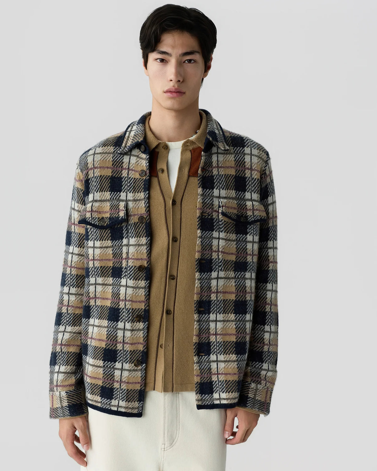 Guest in Residence Plaid Work Shirt in Camel Combo