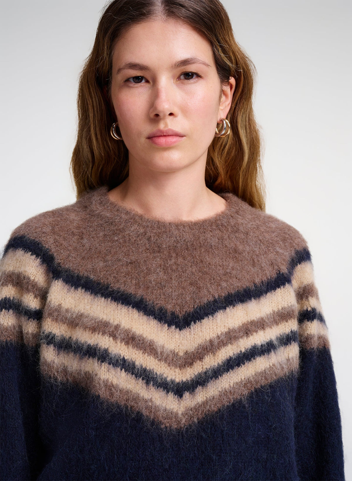 A.L.C. Sarah Brushed Alpaca Sweater in Dark Taupe Combo