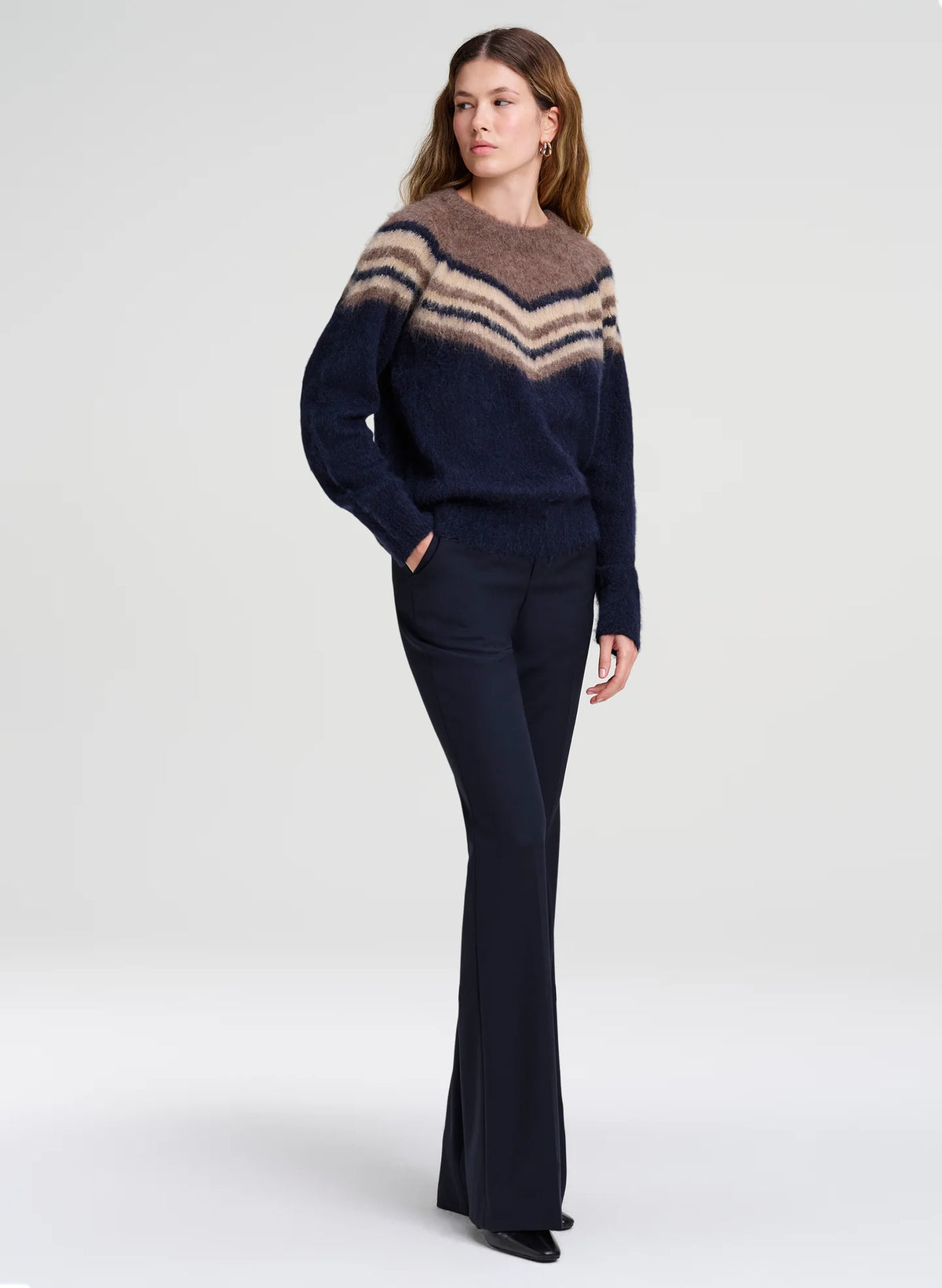 A.L.C. Sarah Brushed Alpaca Sweater in Dark Taupe Combo