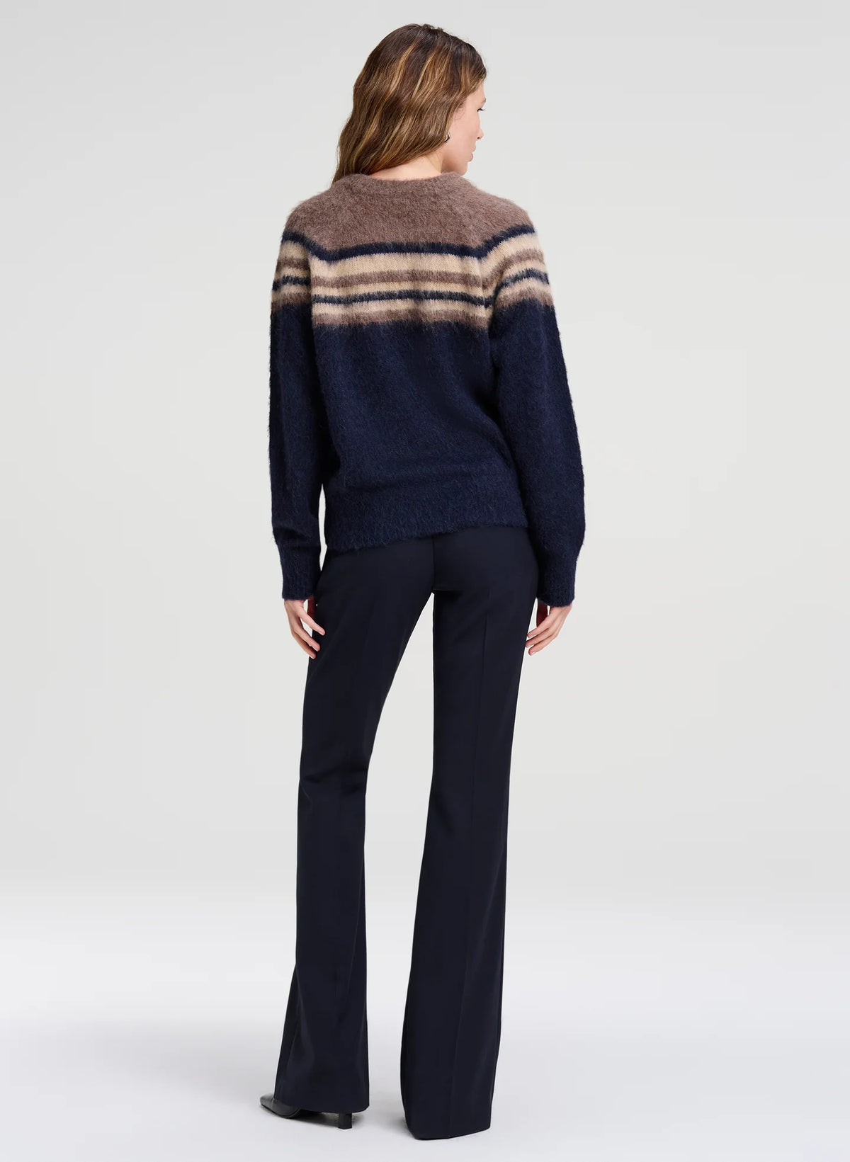 A.L.C. Sarah Brushed Alpaca Sweater in Dark Taupe Combo