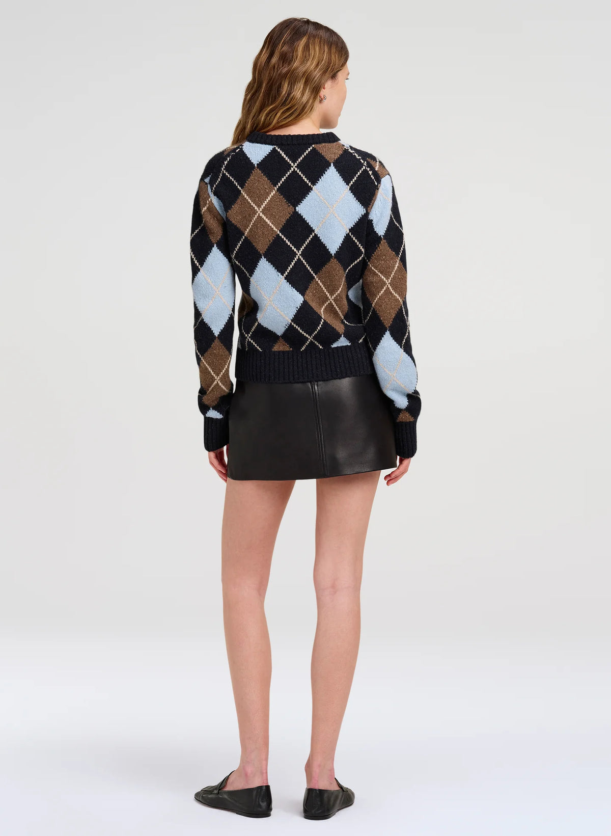 A.L.C. Skyler Argyle Cardigan in Sky Blue Combo